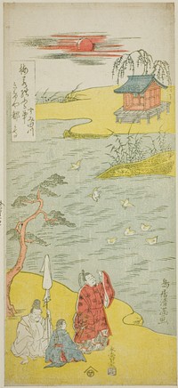 The Poet Ariwara no Narihira on the bank of the Sumida River by Torii Kiyomitsu I