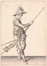 A Soldier Loading a Musket, "Ramme in Your Pouder" by Jacob de Gheyn, II