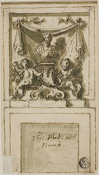 Design for the Overmantel of a Chimneypiece with Bust of Pompilius Numa by James Thornhill