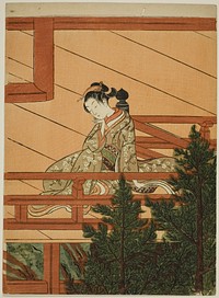 Young Woman Seated on the Balcony of Kiyomizu Temple by Suzuki Harunobu