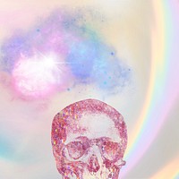 Aesthetic pink Halloween background, skull design