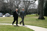 President Bush and Vice President Cheney Arrive at the White House. Original public domain image from Flickr