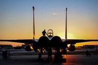 U.S. Air Force F-15E Strike Eagle sits after shortly landing Nov. 12, 2015, at Incirlik Air Base, Turkey.