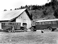School Buses in Barn Yard Pre Oak Ridge 1938