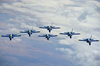 Two KC-135R Stratotankers from the 434 Air Refueling Wing at Grissom Air Reserve Base, Indiana, refueled seven F/A-18 Hornets from the U.S. Navy Blue Angels aerial demonstration team Sept. 26, 2018.