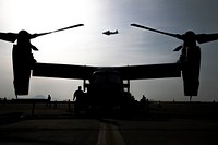 A U.S. Marine Corps MV-22B Osprey on static display during the 43rd Japan Maritime Self-Defense Force – Marine Corps Air Station Iwakuni Friendship Day at MCAS Iwakuni, Japan, May 5, 2019.