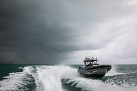 Marine Interdiction agents with U.S. Customs and Border Protection Air and Marine Operations patrol Miami Beach, Florida, onboard an Interceptor Class Vessel on Feb. 13, 2019.