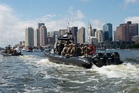 A U.S. Coast Guard Maritime Security Response Team patrols Boston Harbor June 20, 2017.