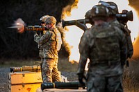 U.S. Army 1st Lt. Gerard Holodak, with the 17th Combat Sustainment Support Battalion (CSSB), fires an M136E1 AT4-CS confined space light anti-armor weapon at Joint Base Elmendorf-Richardson, Ak., Oct. 12, 2017.