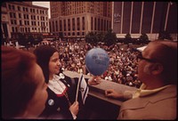 Fountain Square in Downtown Cincinnati Is a Public Square That Works for the City and Its People in a Myriad of Ways: Israeli Birthday Celebration 05/1973. Photographer: Hubbard, Tom. Original public domain image from Flickr