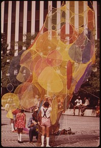 August Brings the "D'aug Days" to Fountain Square. "D'aug Days" Is a Month Long Festival of Arts Presented to, for, and Sometimes by, the People. in the Background Is the Du Bois Tower 08/1973. Photographer: Hubbard, Tom. Original public domain image from Flickr