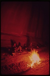 Camping at Night During a Week - Long Hiking Trip through Water Canyon and the Maze, a Remote and Rugged Region in the Heart of the Canyonlands, 05/1972. Original public domain image from Flickr