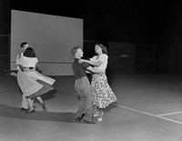Folk Dancing on Tennis Court Oak Ridge 1948
