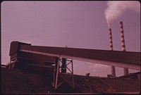 Conveyor Belt Carries Coal From Loaded Barges on the Cumberland River to the Tennessee Valley Authority Steam Plant (In Background) at Cumberland City, Tennessee, near Clarksville.