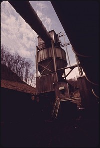 Coal Tipple Holds the Mined Material after It Is Cleaned at the Virginia-Pocahontas Mine #4 near Richlands, Virginia 04/1974. Photographer: Corn, Jack. Original public domain image from Flickr