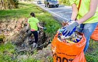 Spring Clean-Up, volunteers from Brody School of Medicine collect litter along MacGregor Downs Rd, April 14, 2018. Original public domain image from Flickr