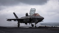 190204-N-ZL062-1212 EAST CHINA SEA (Feb. 4, 2019) An F-35B Lightning II aircraft attached to the F-35B detachment of the “Flying Tigers” of Marine Medium Tiltrotor Squadron (VMM) 262 (Reinforced) takes off from the flight deck of the amphibious assault ship USS Wasp (LHD 1) during flight operations.