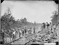 Repairing railroad, Cattletts Station, on O.& A. R.R. Photographer: Brady, Mathew, 1823 (ca.) - 1896. Original public domain image from Flickr