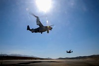 U.S. Marines with Marine Medium Tiltrotor Squadron 364 fly MV-22B Osprey tiltrotor aircraft during air-to-ground helicopter training as part of Rim of the Pacific (RIMPAC) exercise at Marine Corps Base Camp Pendleton, California, June 28, 2018.