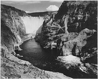 Photograph of the Boulder Dam from Across the Colorado River. Photographer: Adams, Ansel, 1902-1984. Original public domain image from Flickr