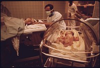 Woman Who Has Just Given Birth in the Delivery Room of Loretto Hospital in New Ulm, Minnesota.