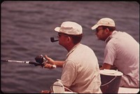 Two Native Floridians Fishing at Spanish Harbor Key. Despite Population Rise, Long Time Residents Note a Decline in Shore and Bridge Fishing in the Keys. Photographer: Schulke, Flip, 1930-2008. Original public domain image from Flickr