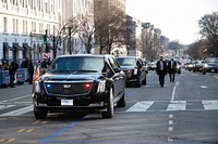 The motorcade of the 46th President of the United State Joseph R. Biden passes by as U.S. Customs and Border Protection officers and agents provide security in support of the 59th Presidential Inauguration in Washington D.C, January 20, 2021.