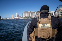 U.S. Customs and Border Protection Air and Marine Operations agents patrol the waterways in Tampa, Fla., February 2, 2021, in advance of Super Bowl LV. CBP photo by Jerry Glaser.