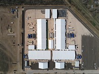 Temporary processing facilities are constructed in Donna, Texas, February 2, 2021, to safely process family units and unaccompanied alien children (UACs) encountered and in the custody of the U.S. Border Patrol.