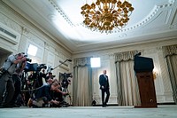 President Joe Biden delivers remarks on the economy, Monday, July 19, 2021 in the State Dining Room of the White House. (Official White House Photo by Erin Scott). Original public domain image from Flickr