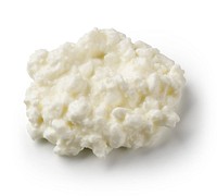 1/4 cup (2 oz) cottage cheese on white background (1 oz eq meat alternates).