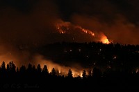 Goddard Road Fire, near Rice, Washington, burns bright the first night. Photo by K. S. Brooks