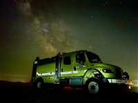 Winner 2022 BLM Fire Employee Photo Contest Category - EnginesAn engine from the BLM High Plains District in Wyoming under an incredible night sky. Photo by Michael Harshman, BLM