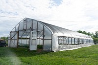 High tunnel greenhouse, organic farm. 