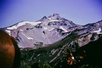 Mt Gilbert and Horses in the Goat Rocks Wilderness on the Gifford Pinchot NF in Washington State, Circa 1968