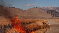 Personnel Category - USFWS 2022 Photo/Video ContestA U.S. Fish and Wildlife Service firefighter lights a prescribed fire at Ruby Lake National Wildlife Refuge in Nevada. Photo by Jenner Harsha/USFWS