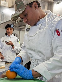 The Fort Drum Culinary Arts Team is embarking on a climb to culinary glory, as they practice their skills for the 47th annual Joint Culinary Training Exercise at Fort Lee, Virginia. (Photo by Mike Strasser, Fort Drum Garrison Public Affairs)