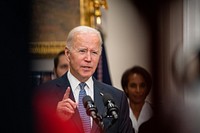 President Joe Biden delivers remarks on the deficit Friday, October 21, 2022, in the Roosevelt Room of the White House. (Official White House Photo by Carlos Fyfe)