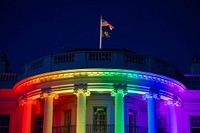 The South Portico of the White House is seen lit up in rainbow colors, Tuesday, December 13, 2022, following the the Respect for Marriage Act bill signing. (Official White House Photo by Adam Schultz)