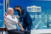 President Joe Biden receives the updated COVID-19 vaccine, Tuesday, October 25, 2022, in the South Court Auditorium of the Eisenhower Executive Office Building at the White House. (Official White House Photo by Adam Schultz)