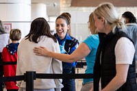 Employees with the Transportation Security Administration are seen working at the Phoenix Sky Harbor International Airport in Phoenix, Arizona. 