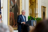 Former President Bill Clinton delivers remarks at an event marking the 30th anniversary of the Family and Medical Leave Act, Thursday, February 2, 2023, in the East Room of the White House. (Official White House Photo by Adam Schultz)