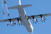 Yokota Airmen provide air support for joint airborne training in AlaskaU.S. Army paratroopers from across the 2nd Infantry Brigade Combat Team (Airborne), 11th Airborne Division, “Arctic Angels,” jump from a U.S. Air Force C-130J Super Hercules during joint airborne training over Malemute Drop Zone, Joint Base Elmendorf-Richardson, Alaska, March 7, 2023. 