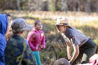 Education ProgramNPSEducation program at Big Meadows with a third grade group. The activities revolved around the theme adaptations. Education Ranger Lindsay Raeburn is instructing the class. 