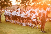The United States Naval Academy class of 2026 conduct PEP, the physical education program, during Plebe Summer, a demanding indoctrination period intended to transition the candidates from civilian to military life. 