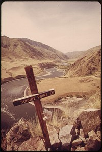 The Snake River winds through Hells Canyon, wildest and deepest gorge in the North American continent, 05/1973. Photographer: Norton, Boyd. Original public domain image from Flickr