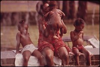 Cooling Off In One Of The Fountains Around The Philadelphia Museum Of Art, August 1973. Photographer: Swanson, Dick. Original public domain image from Flickr