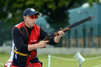 U.S. Army Sgt. Vincent Hancock sets an Olympic record in skeet qualification with a score of 123 in London July 31, 2012.