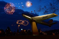 Fireworks explode at dusk during the Super Saber Appreciation Day event July 4, 2013, at Spangdahlem Air Base, Germany.