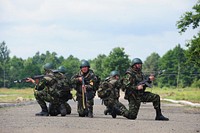 Romanian soldiers participate in counter improvised explosive device training with Canadian Forces instructors during exercise Rapid Trident 2013 in Yavoriv, Ukraine, July 12, 2013.
